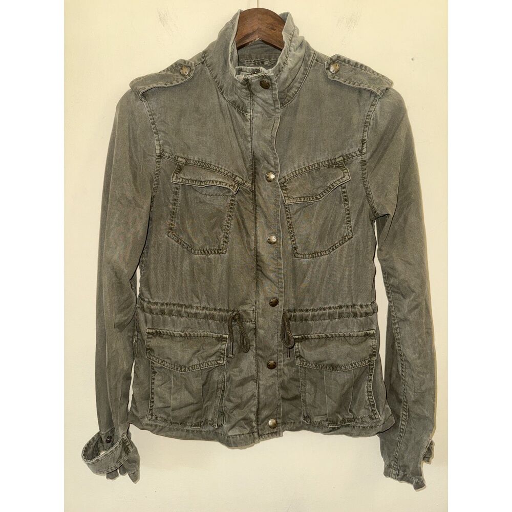 Aritzia Talula Olive Green Utility Jacket Womens XS Lyocell Hemp Cargo Shacket